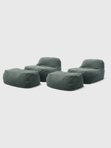 Dume Lounge Chair + Ottoman Performance Fabric (Set of Two) - Sage
