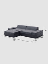 Modo 2 Piece (102") Sofa + 2 Ottoman - Outdoor - Graphite