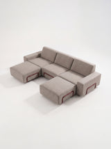 Modo 3 Seater Outdoor Sofa + 2 Ottoman - Almond with Malbec Aluminum