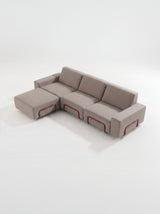 Modo 3 Seater Outdoor Sofa + Ottoman - Almond with Malbec Aluminum