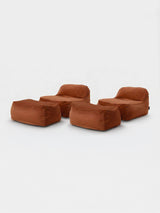 Dume Lounge Chair + Ottoman Velvet (Set of Two) - Cognac
