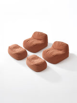 Dume Lounge Chair + Ottoman Velvet (Set of Two) - Coral