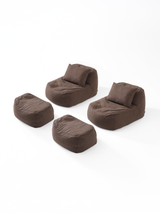 Dume Lounge Chair + Ottoman Performance Fabric (Set of Two) - Mocha