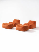 Dume Lounge Chair + Ottoman Velvet (Set of Two) - Tangerine