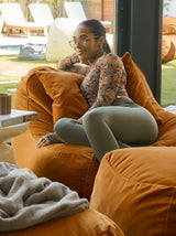Dume Lounge Chair + Ottoman Velvet - Saffron