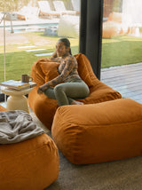 Dume Lounge Chair + Ottoman Velvet - Saffron
