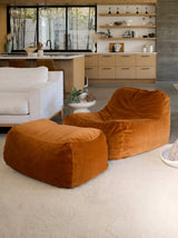 Dume Lounge Chair + Ottoman Velvet (Set of Two) - Saffron