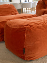 Dume Lounge Chair + Ottoman Velvet (Set of Two) - Tangerine