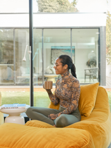 Dume Lounge Chair + Ottoman Velvet (Set of Two) - Saffron