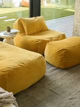 Dume Lounge Chair + Ottoman Velvet (Set of Two) - Saffron