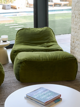 Dume Lounge Chair + Ottoman Velvet - Moss