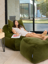 Dume Lounge Chair + Ottoman Velvet - Moss