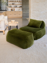 Dume Lounge Chair + Ottoman Velvet - Moss