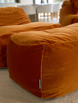 Dume Lounge Chair + Ottoman Velvet - Tangerine