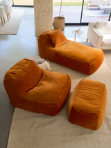 Dume Lounge Chair + Ottoman Velvet - Tangerine