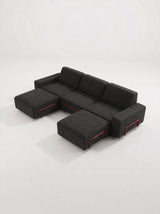 Modo 3 Seater Outdoor Sofa + 2 Ottoman - Graphite with Malbec Aluminum