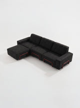 Modo 3 Seater Outdoor Sofa + Ottoman - Graphite with Malbec Aluminum