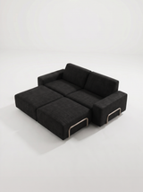 Modo 2 Seater Outdoor Sofa + 2 Ottoman - Graphite with Stone Aluminum