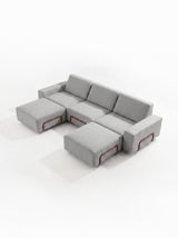 Modo 3 Seater Outdoor Sofa + 2 Ottoman - Gray with Malbec Aluminum