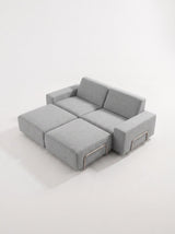 Modo 2 Seater Outdoor Sofa + 2 Ottoman - Gray with Stone Aluminum