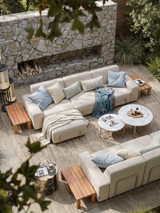 Modo 3 Seater Outdoor Sofa + 2 Ottoman - Oat with Stone Aluminum