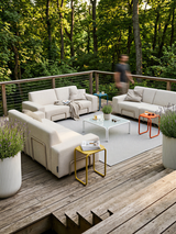 Modo 3 Seater Outdoor Sofa + 2 Ottoman - Oat with Stone Aluminum