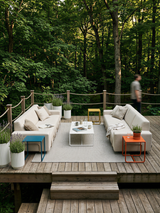 Modo 3 Seater Outdoor Sofa + 2 Ottoman - Oat with Stone Aluminum