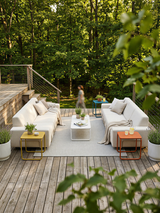 Modo 3 Seater Outdoor Sofa + 2 Ottoman - Oat with Stone Aluminum
