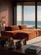 Modo 2 Piece (102") Sofa + 2 Ottoman - Velvet - Cognac