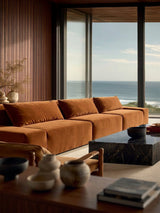 Modo 3 Piece (142") Sofa + 2 Ottoman - Velvet - Cognac