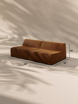 Modo Armless (80") Sofa - Velvet - Cognac