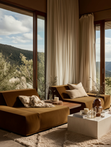 Modo 3 Piece (142") Sofa + 2 Ottoman - Velvet - Cognac