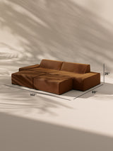 Modo 2 Piece (102") Sofa + 2 Ottoman - Velvet - Cognac
