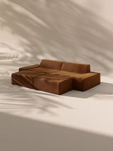 Modo 2 Piece (102") Sofa + 2 Ottoman - Velvet - Cognac
