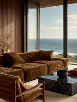 Modo 3 Piece (142") Sofa + 2 Ottoman - Velvet - Cognac