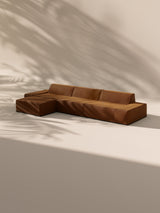 Modo 3 Piece (142") Sofa + Ottoman - Velvet - Cognac
