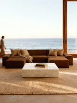 Modo 3 Piece (142") Sofa + 2 Ottoman - Velvet - Cognac