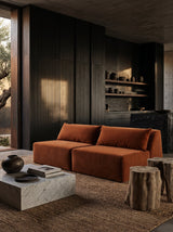 Modo Armless (80") Sofa - Velvet - Cognac