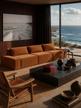 Modo 3 Piece (142") Sofa + 2 Ottoman - Velvet - Cognac
