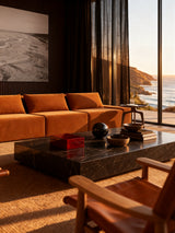 Modo 3 Piece (142") Sofa + 2 Ottoman - Velvet - Cognac