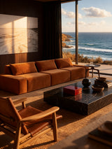 Modo 3 Piece (142") Sofa + 2 Ottoman - Velvet - Cognac