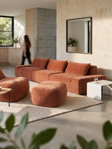 Modo 3 Piece (142") Sofa - Velvet - Coral