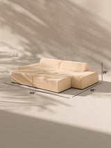 Modo 2 Piece (102") Sofa + Ottoman - Velvet - Marshmallow