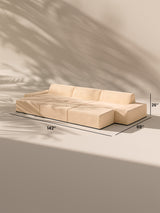 Modo 3 Piece (142") Sofa + 2 Ottoman - Velvet - Marshmallow