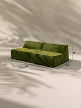 Modo Armless (80") Sofa - Velvet - Moss