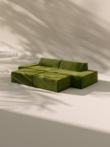Modo 2 Piece (102") Sofa + 2 Ottoman - Velvet - Moss