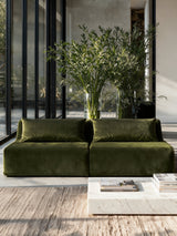 Modo Armless (80") Sofa - Velvet - Moss