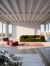 Modo 3 Piece (126") High-Arm Sofa - Velvet - Moss