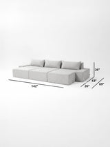 Modo 3 Piece (142") Sofa + 2 Ottoman - Performance Fabric - Terracotta