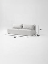 Modo armless (80") sofa dimensions: 80" W x 43" D x 28" H